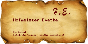 Hofmeister Evetke névjegykártya